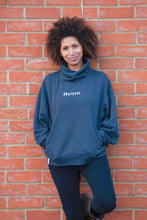Load image into Gallery viewer, &#39;I Am Grateful&#39; Unisex India Ink Grey Oversized High-necked Jumper