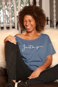 Women's Loose-fit Organic Cotton faded denim T-Shirt