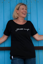 Load image into Gallery viewer, you are enough self love black organic cotton t-shirt women&#39;s
