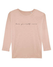 Load image into Gallery viewer, &#39;Love yourself more&#39; Women’s Long Sleeve Dropped Shoulder Faded Nude T-Shirt